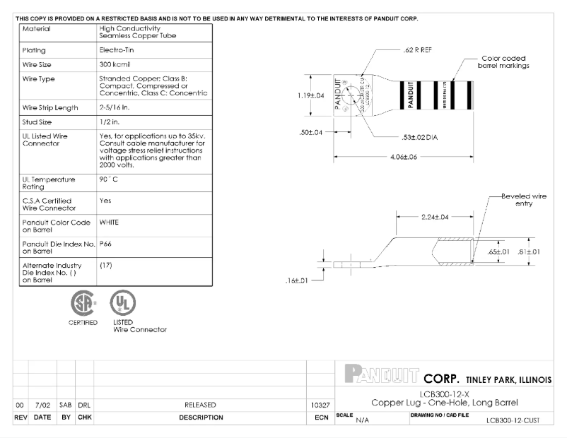 Page 1 de la notice Manuel utilisateur Panduit LCB300-12-X
