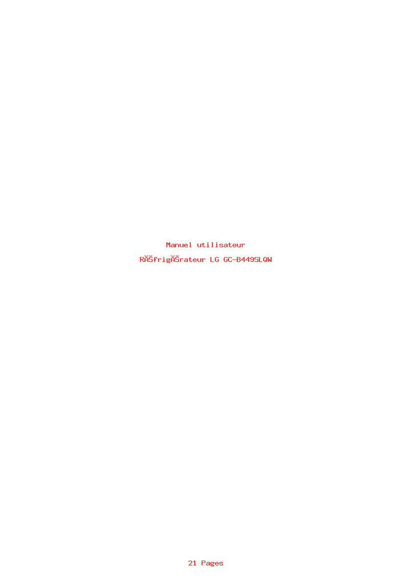 Page 1 de la notice Manuel utilisateur LG GC-B449SLQW