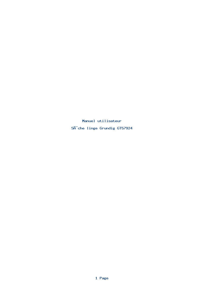 Page 1 de la notice Manuel utilisateur Grundig GT57924