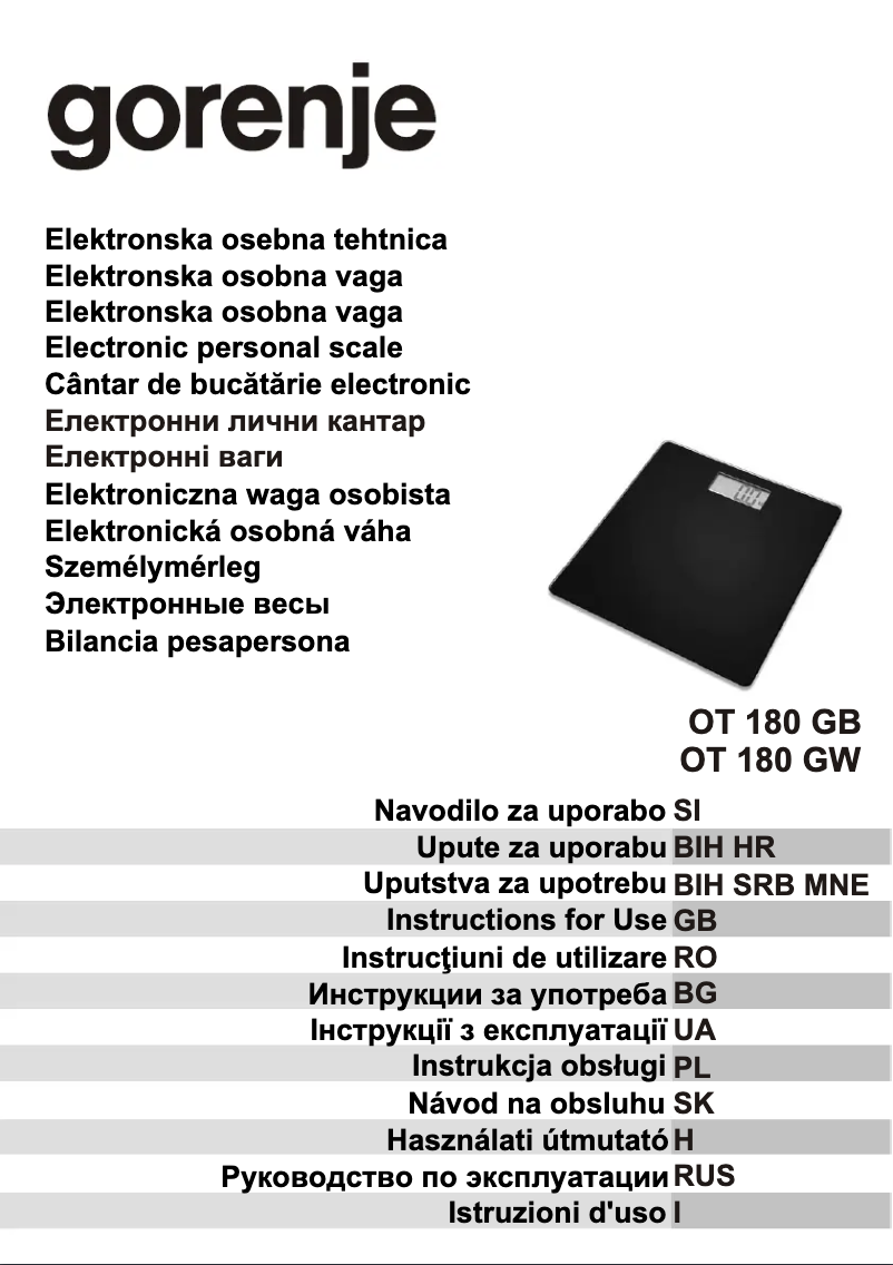 Page 1 de la notice Manuel utilisateur Gorenje OT180GW