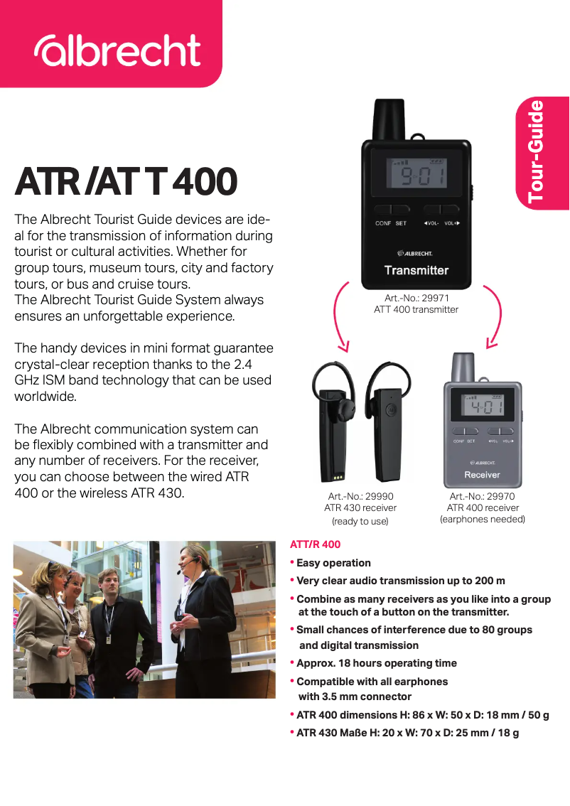 Page 1 of the manual Technical Sheet Albrecht ATT 400