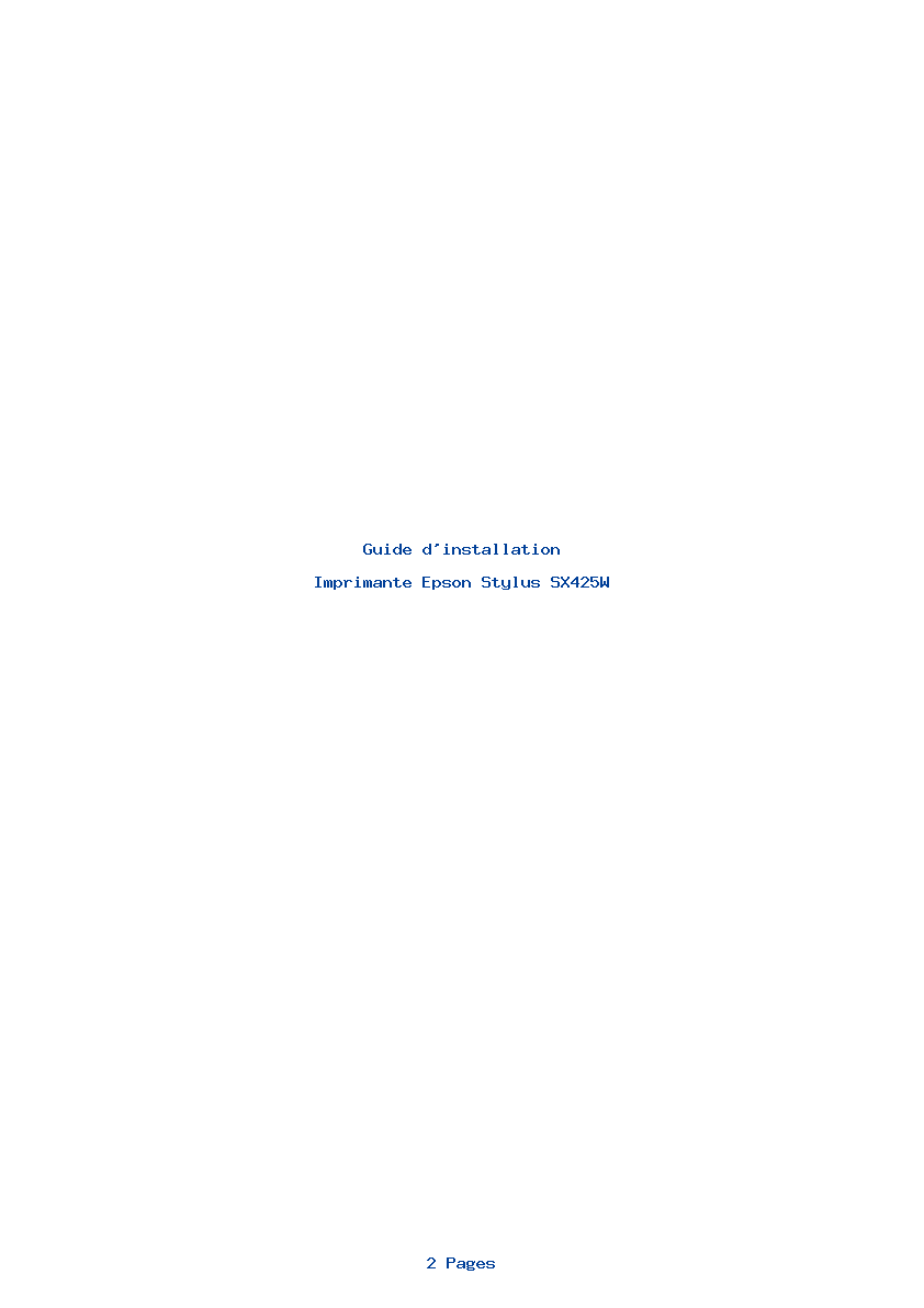 Page 1 de la notice Guide d'installation Epson Stylus SX425W