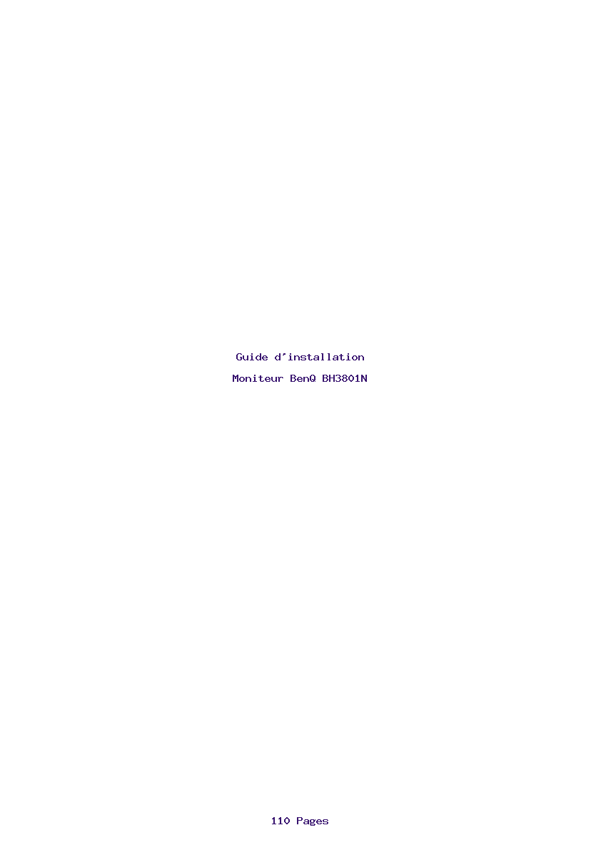 Page 1 de la notice Guide d'installation BenQ BH3801N