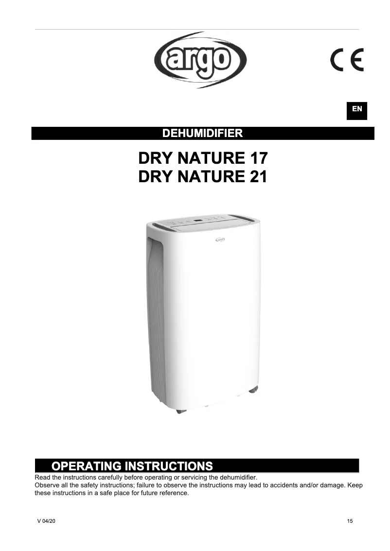 Page 1 of the manual User Manual ARGO Dry nature 21