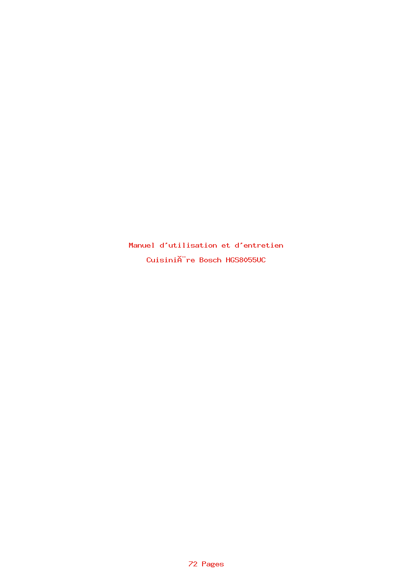 Page 1 de la notice Manuel d'utilisation et d'entretien Bosch HGS8055UC