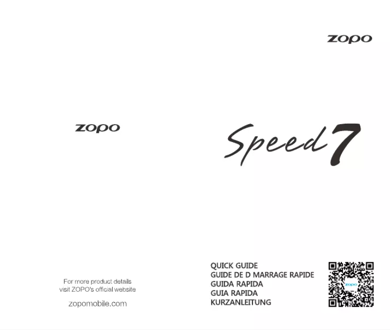 Page 1 de la notice Manuel utilisateur Zopo Speed 7