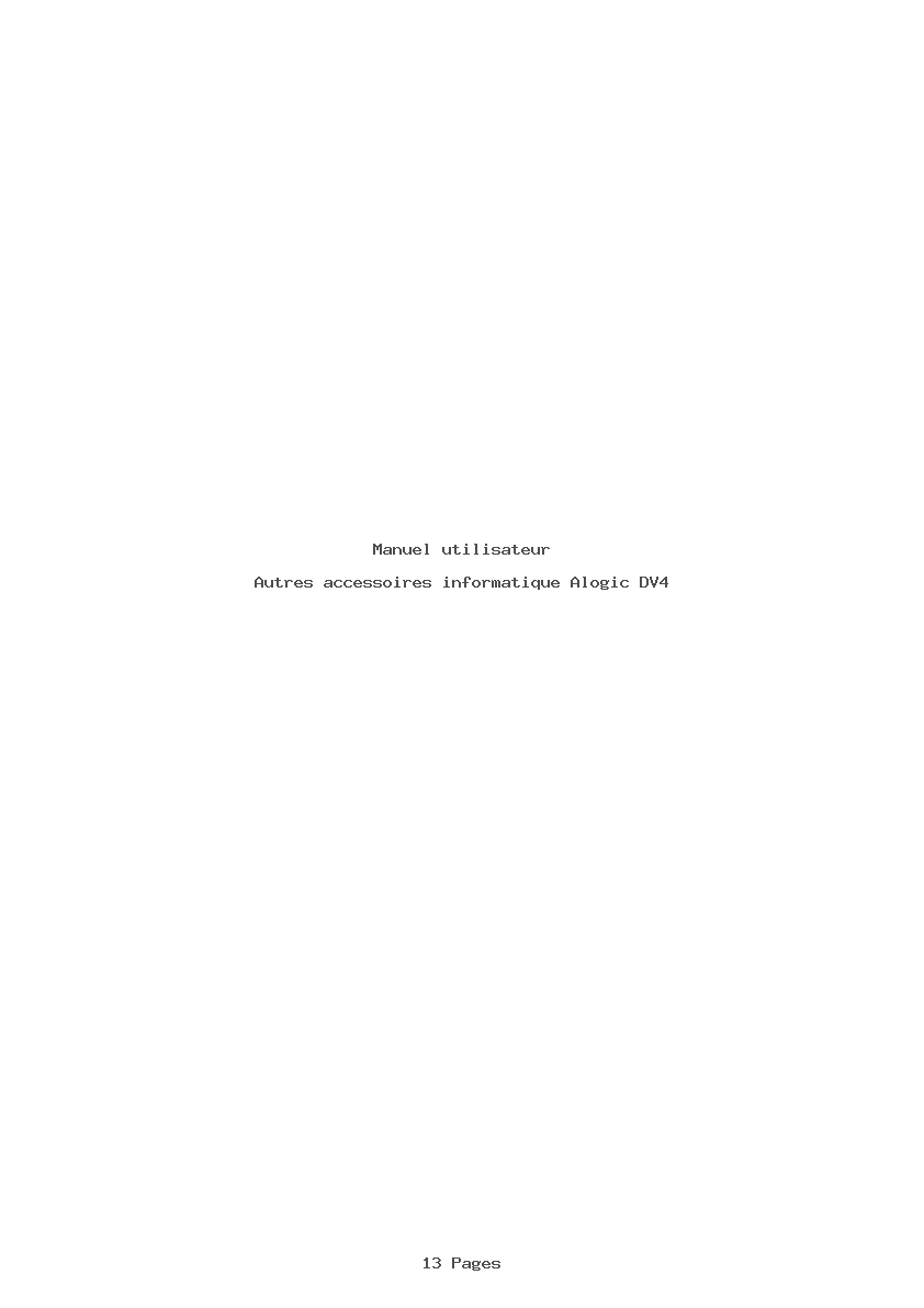 Page 1 de la notice Manuel utilisateur Alogic DV4