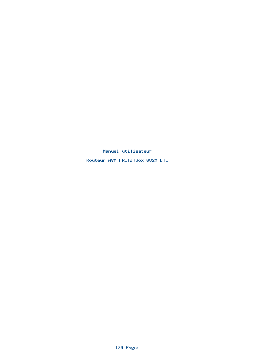 Page 1 de la notice Manuel utilisateur AVM FRITZ!Box 6820 LTE