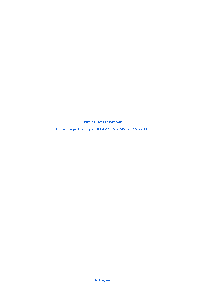 Page 1 de la notice Manuel utilisateur Philips BCP422 120 5000 L1200 CE