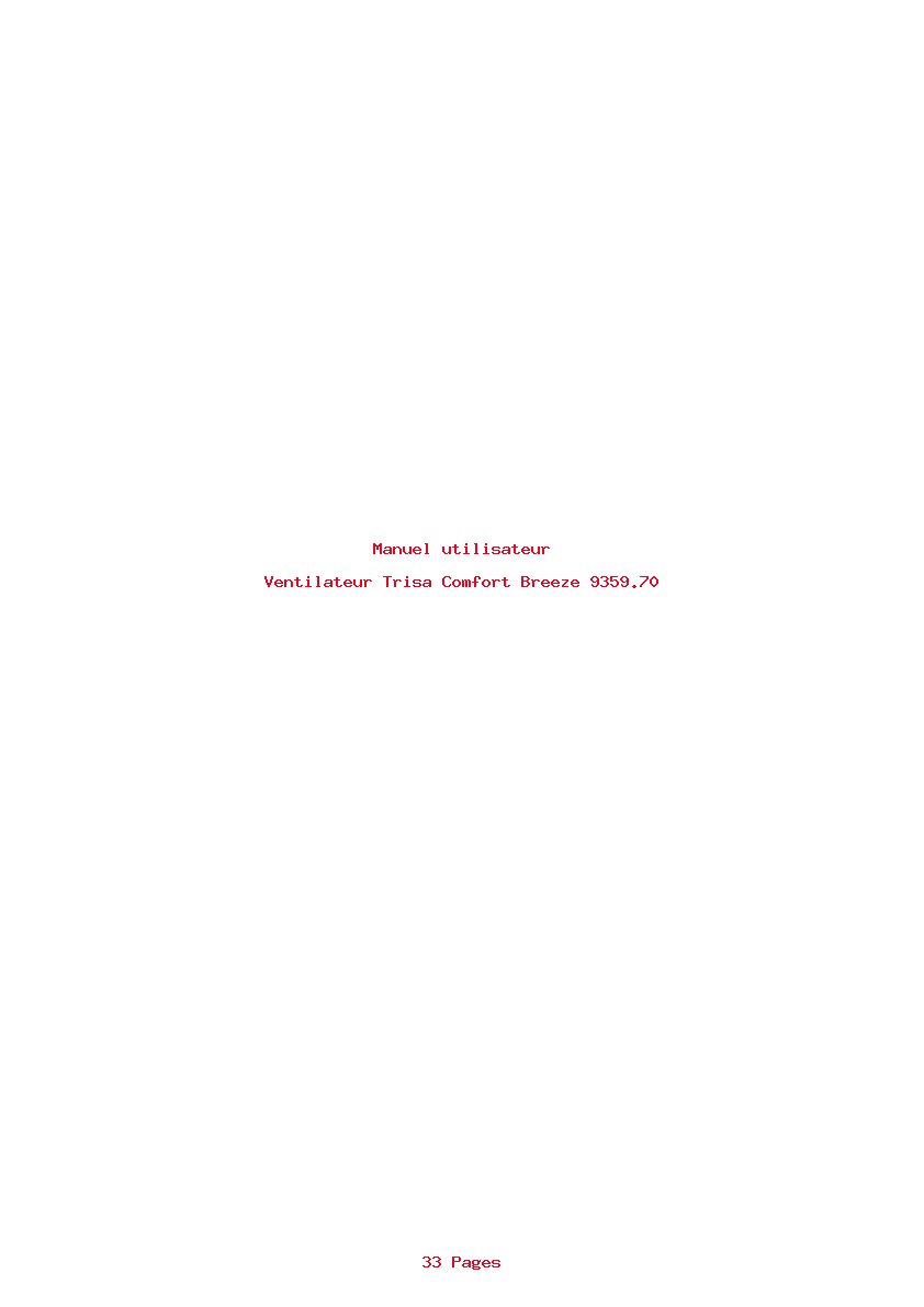 Page 1 de la notice Manuel utilisateur Trisa Comfort Breeze 9359.70