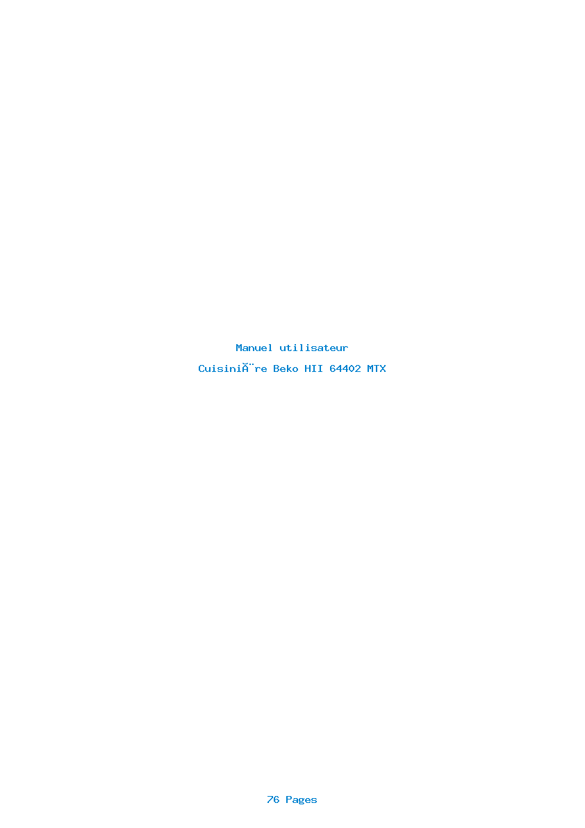 Page 1 de la notice Manuel utilisateur Beko HII 64402 MTX