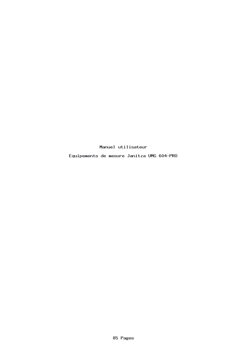 Page 1 de la notice Manuel utilisateur Janitza UMG 604-PRO