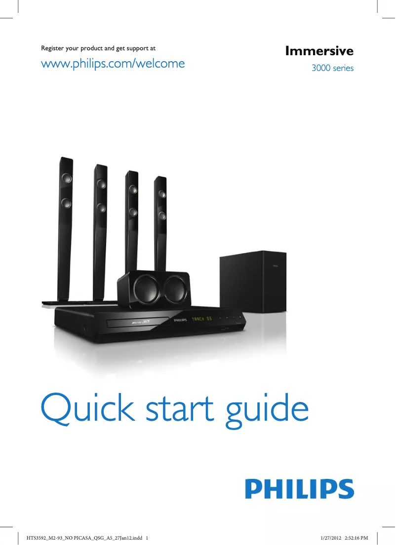 Page n°1 - Guide de démarrage rapide Philips HTS3592