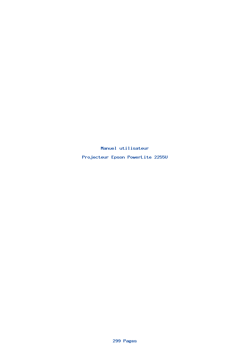 Page 1 de la notice Manuel utilisateur Epson PowerLite 2255U