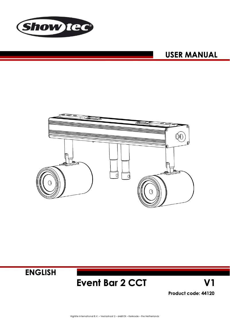Page 1 of the manual User Manual Showtec Event Bar 2 CCT