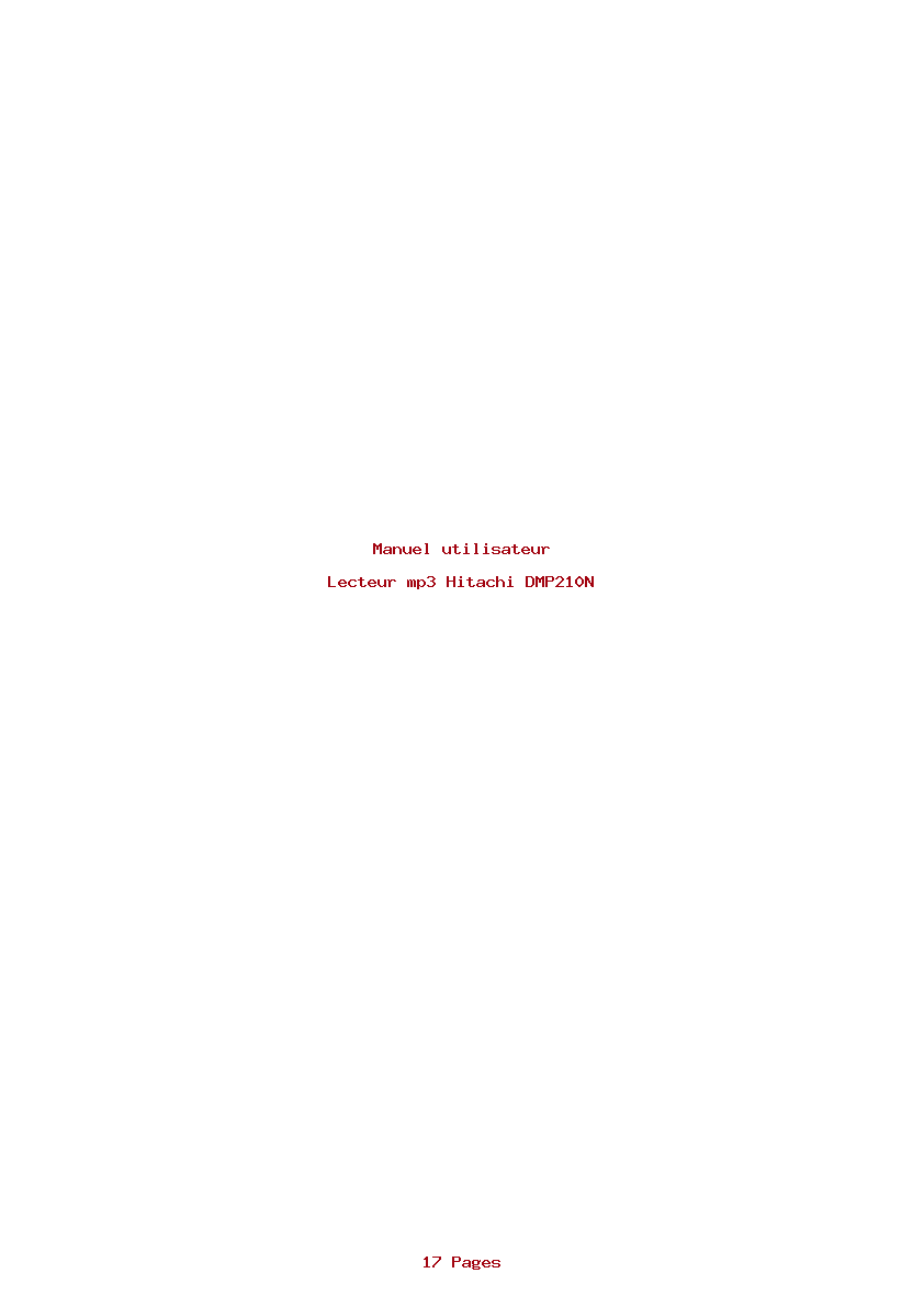 Page 1 de la notice Manuel utilisateur Hitachi DMP210N