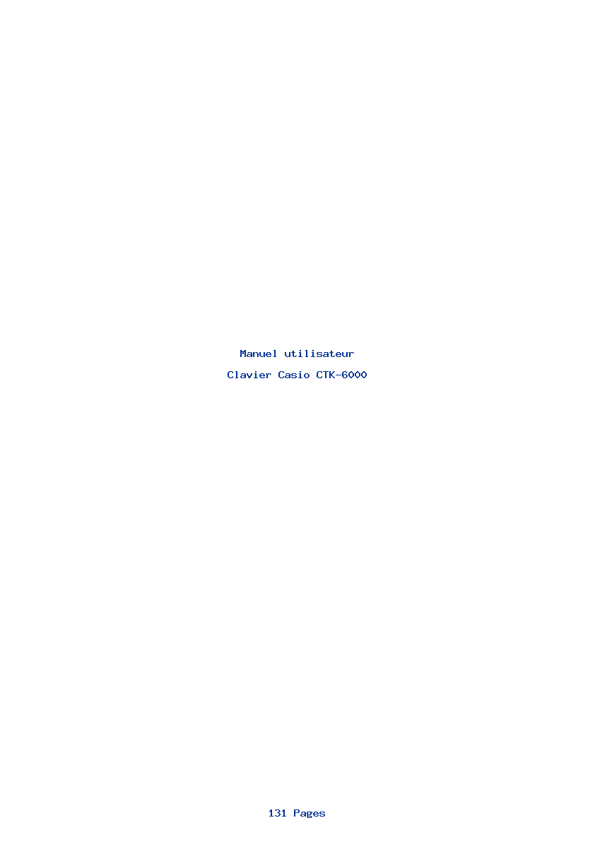 Page 1 de la notice Manuel utilisateur Casio CTK-6000