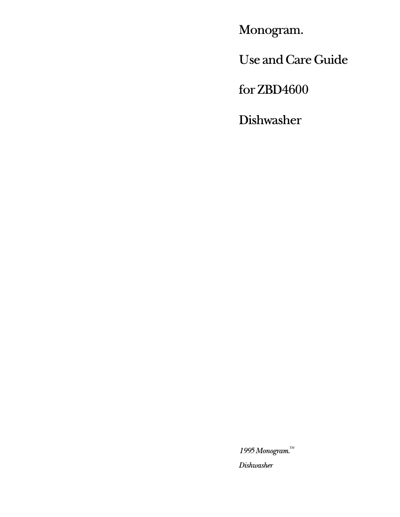 Page n°1 - Manuel d'utilisation et d'entretien GE ZBD4600XWW