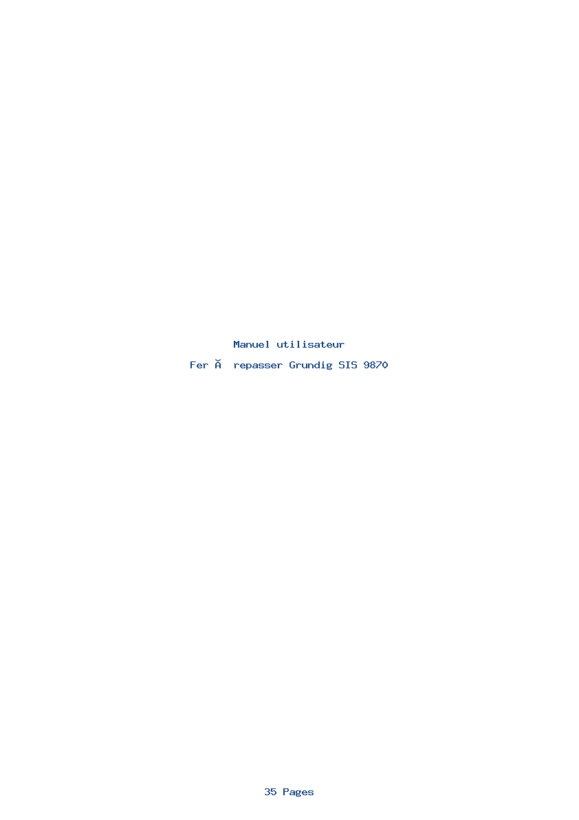 Page 1 de la notice Manuel utilisateur Grundig SIS 9870