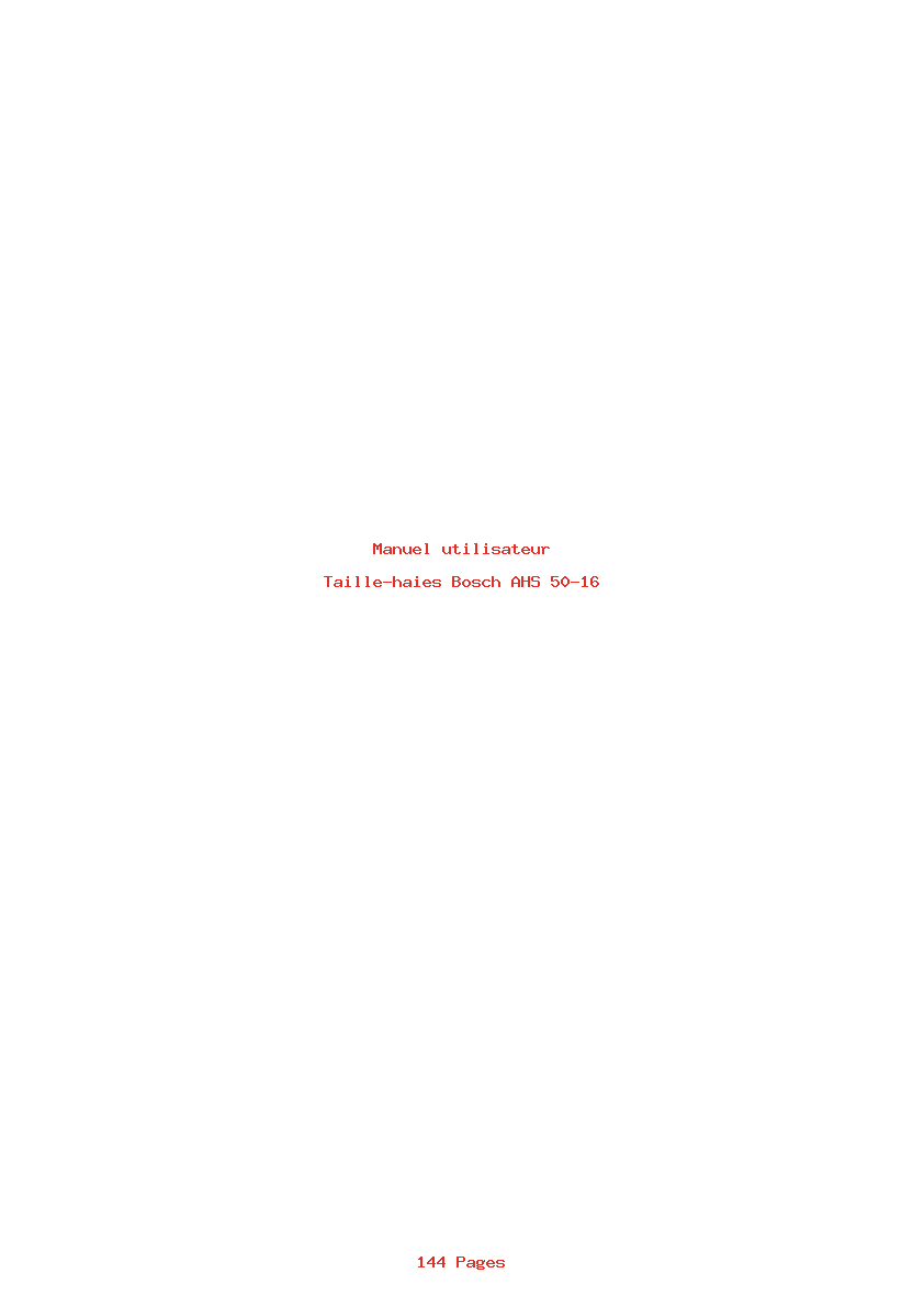 Page 1 de la notice Manuel utilisateur Bosch AHS 50-16