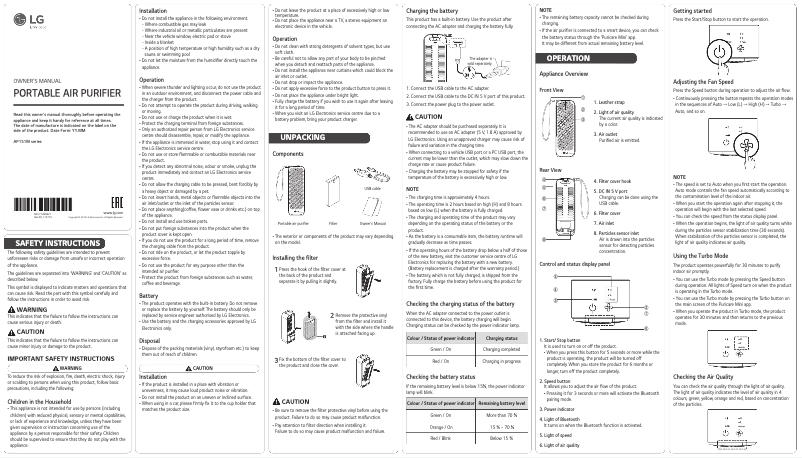 Page 1 de la notice Manuel utilisateur LG AP151MGA1
