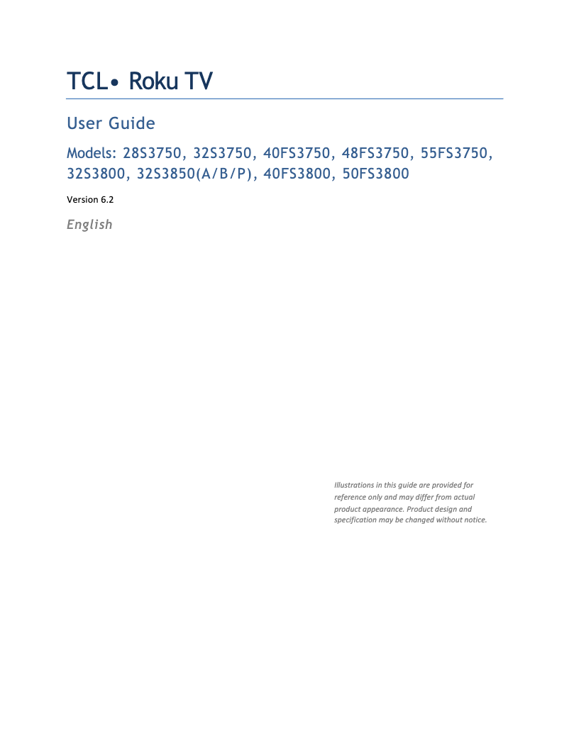 Page 1 of the manual User Manual TCL Roku 32S3750