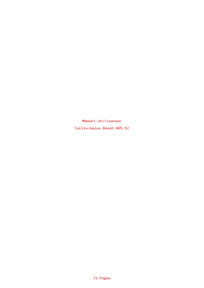 Page 1 de la notice Manuel utilisateur Bosch AHS 52