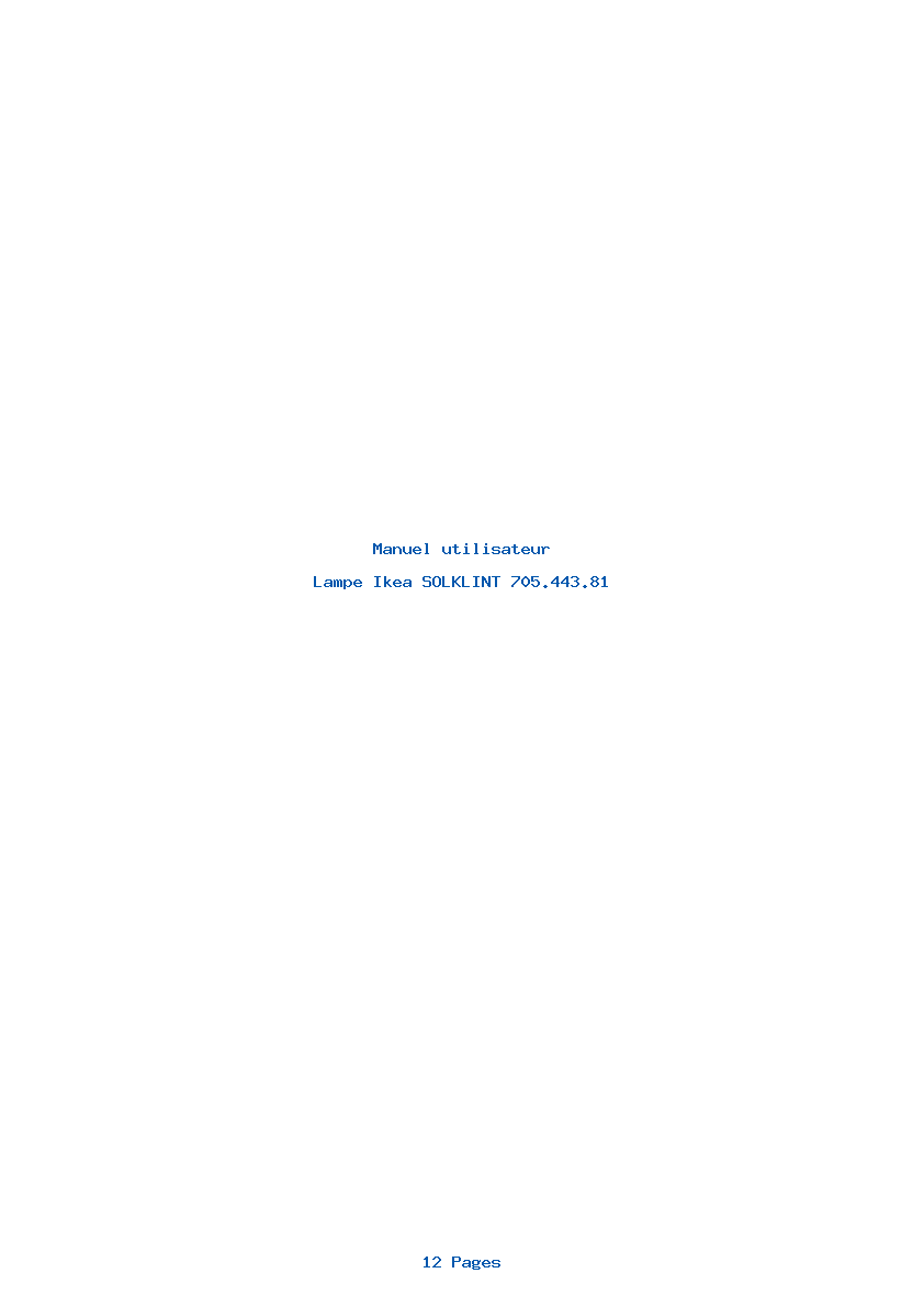 Page 1 de la notice Manuel utilisateur Ikea SOLKLINT 705.443.81
