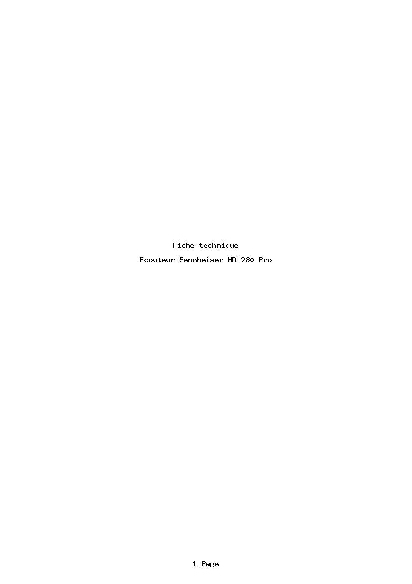 Page 1 de la notice Fiche technique Sennheiser HD 280 Pro