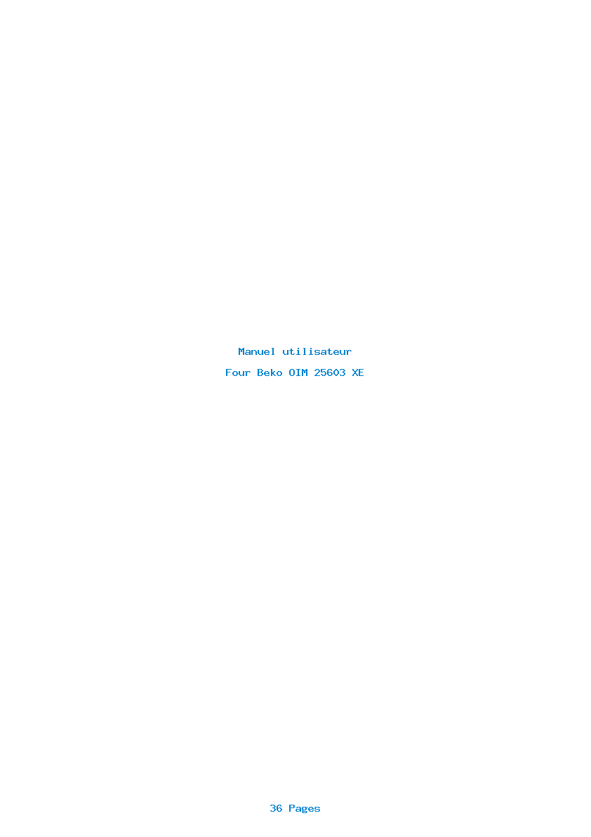 Page 1 de la notice Manuel utilisateur Beko OIM 25603 XE