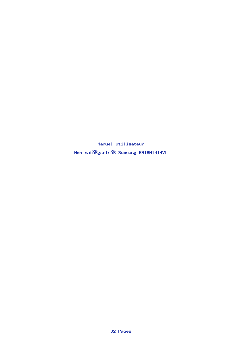 Page 1 de la notice Manuel utilisateur Samsung RR19H1414VL