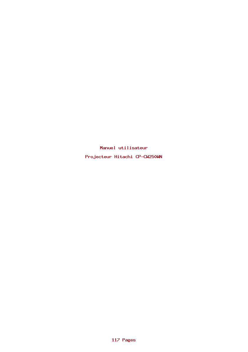 Page 1 de la notice Manuel utilisateur Hitachi CP-CW250WN