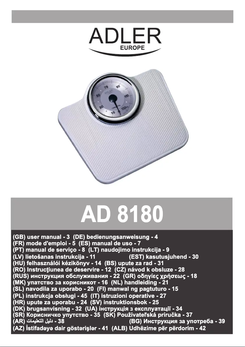 Page 1 of the manual User Manual Adler AD 8180