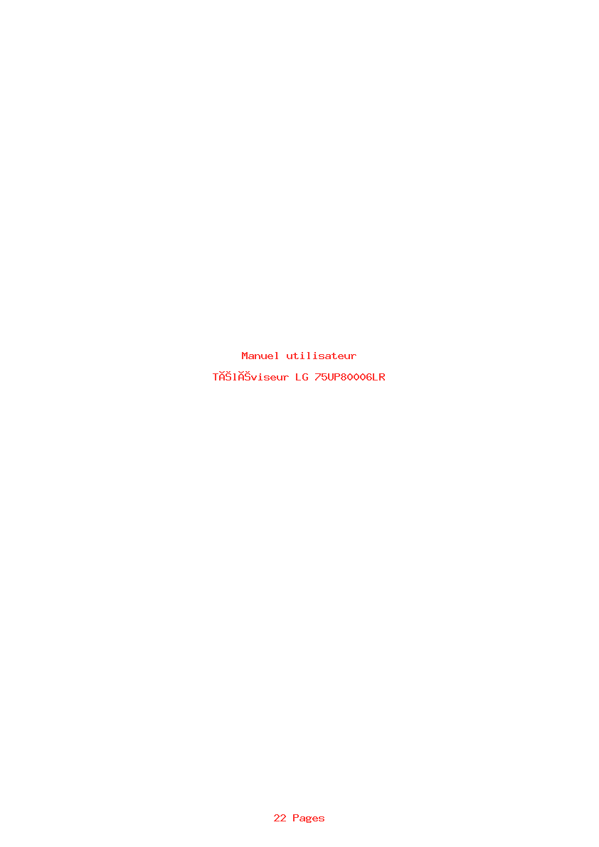Page 1 de la notice Manuel utilisateur LG 75UP80006LR