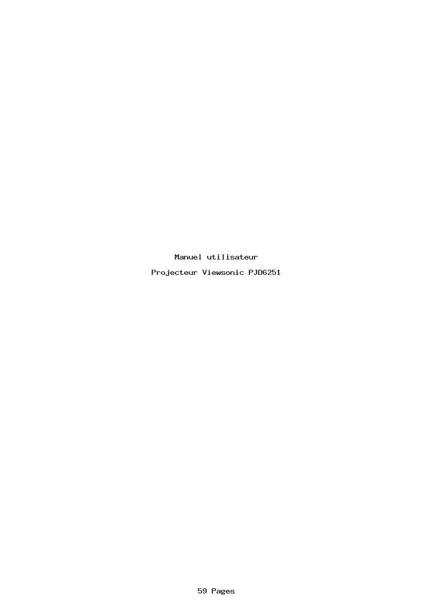 Page 1 de la notice Manuel utilisateur Viewsonic PJD6251