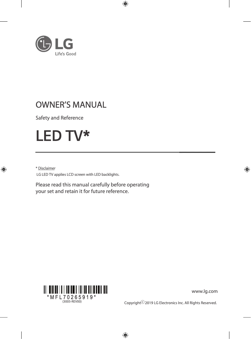 Page 1 de la notice Manuel utilisateur LG 43LM5650PTA