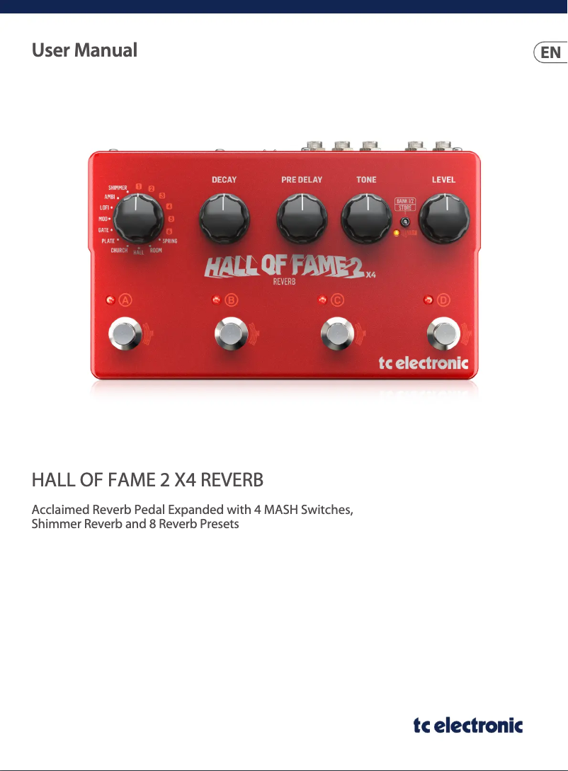 Page 1 de la notice Manuel utilisateur TC Electronic Hall of Fame 2 X4 Reverb