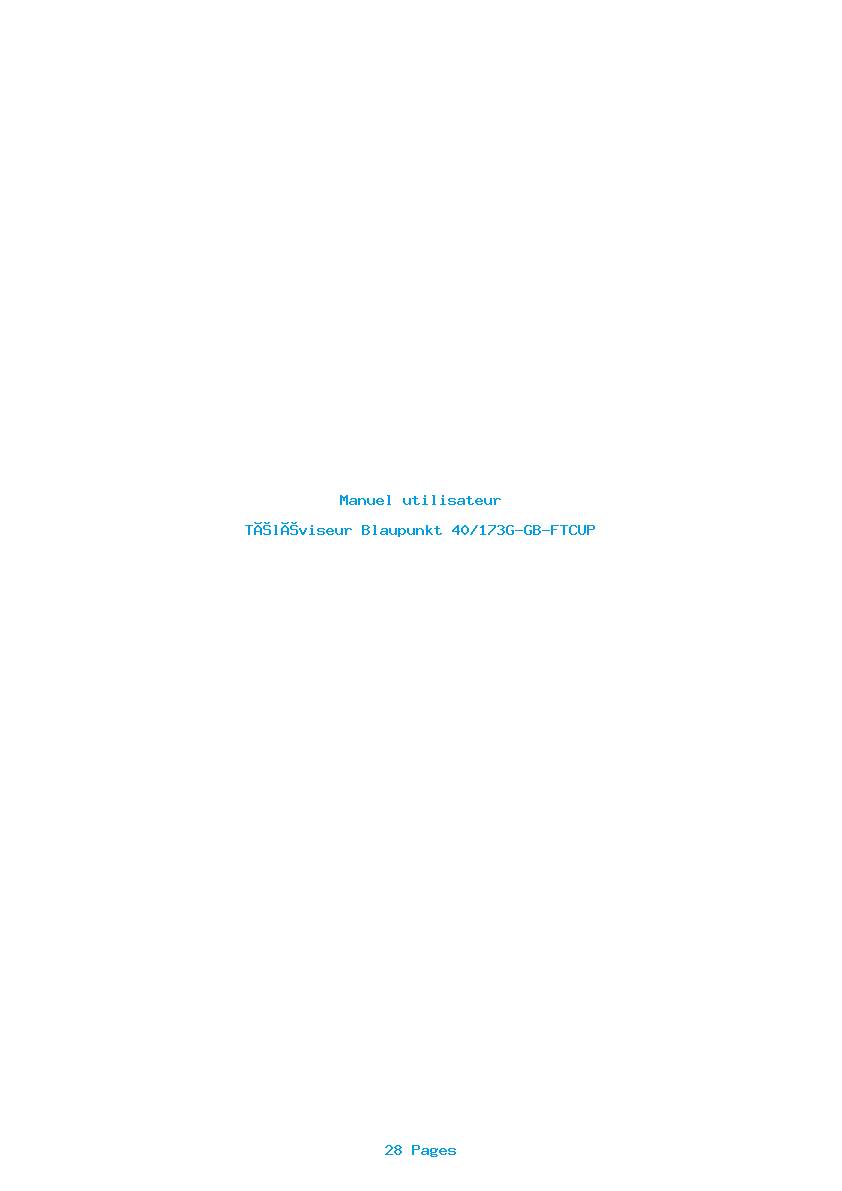 Page 1 de la notice Manuel utilisateur Blaupunkt 40/173G-GB-FTCUP