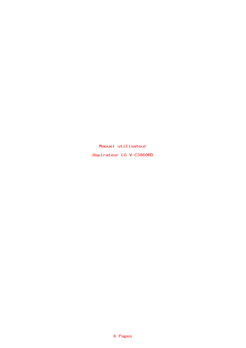 Page 1 de la notice Manuel utilisateur LG V-C3860RD