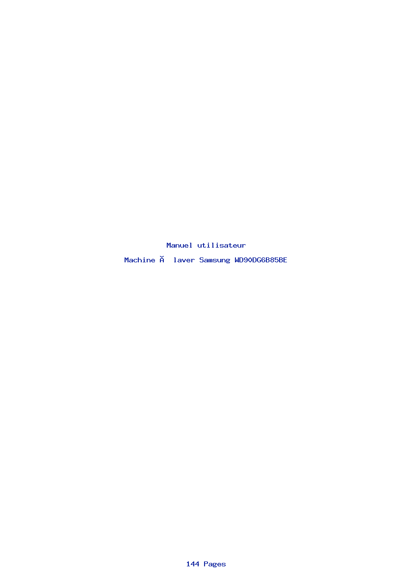 Page 1 de la notice Manuel utilisateur Samsung WD90DG6B85BE