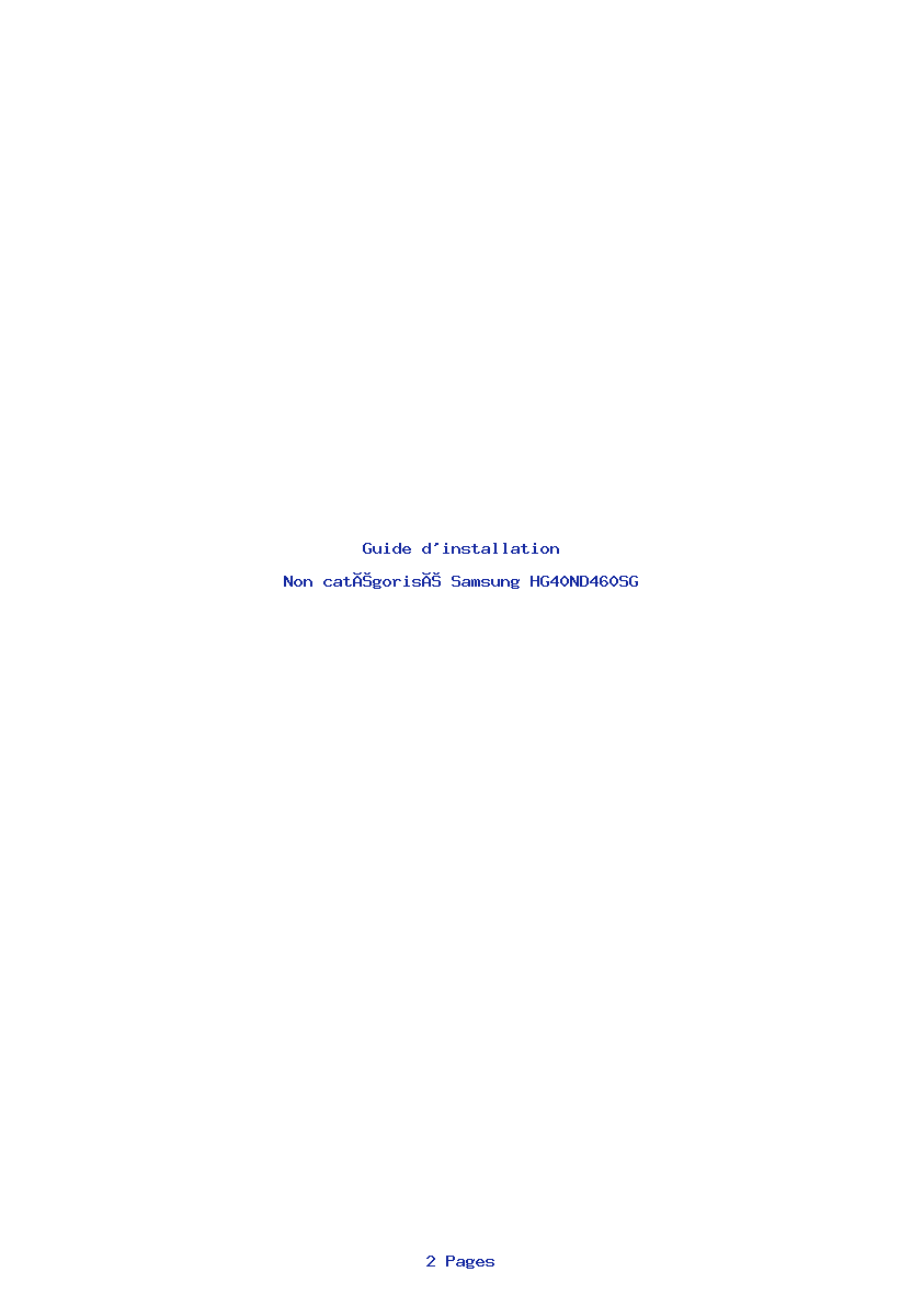 Page 1 de la notice Guide d'installation Samsung HG40ND460SG