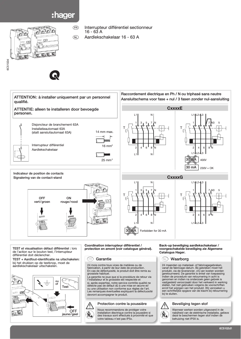 Página 1 del manual Manual de instrucciones Hager CDA263G