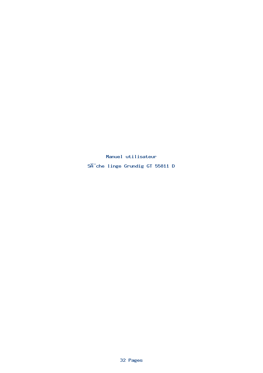 Page 1 de la notice Manuel utilisateur Grundig GT 55811 D