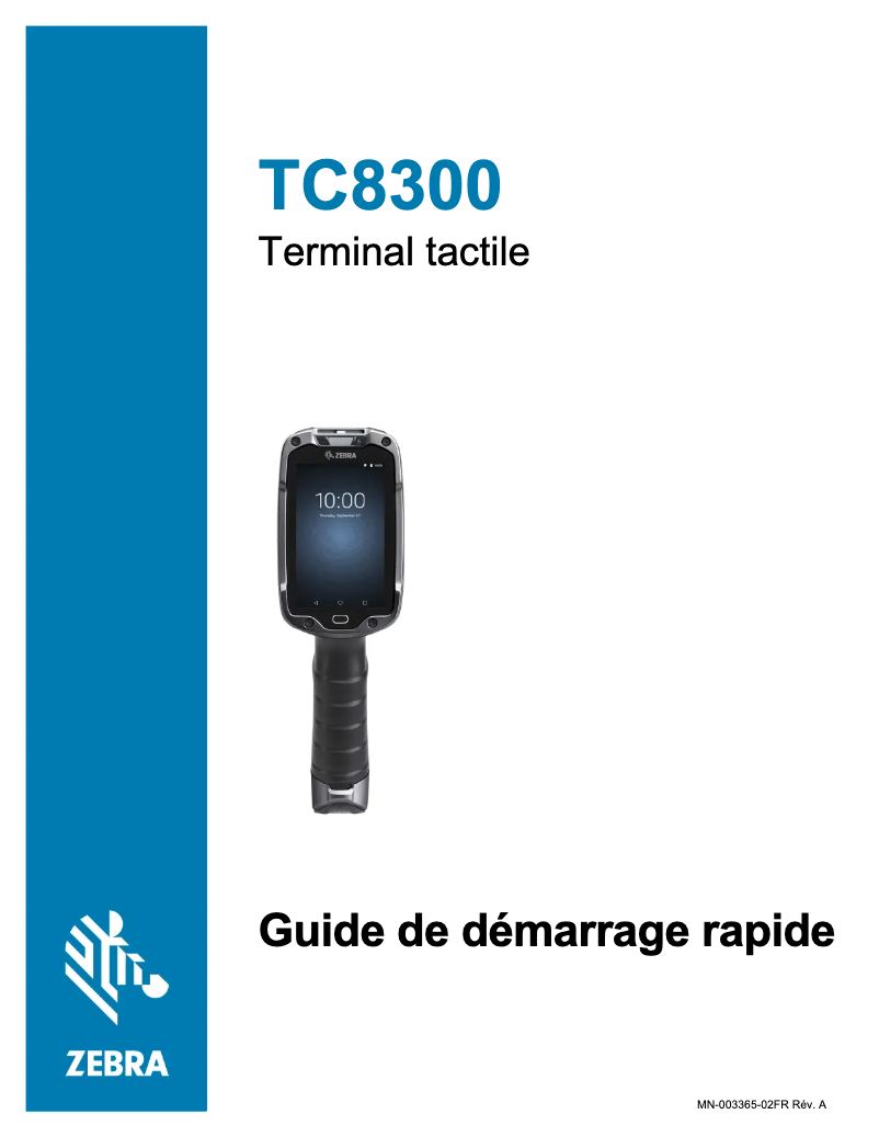 Page 1 de la notice Guide de démarrage rapide Zebra TC8300