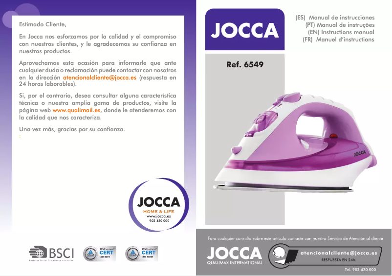 Página 1 del manual Manual de usuario Jocca 6549