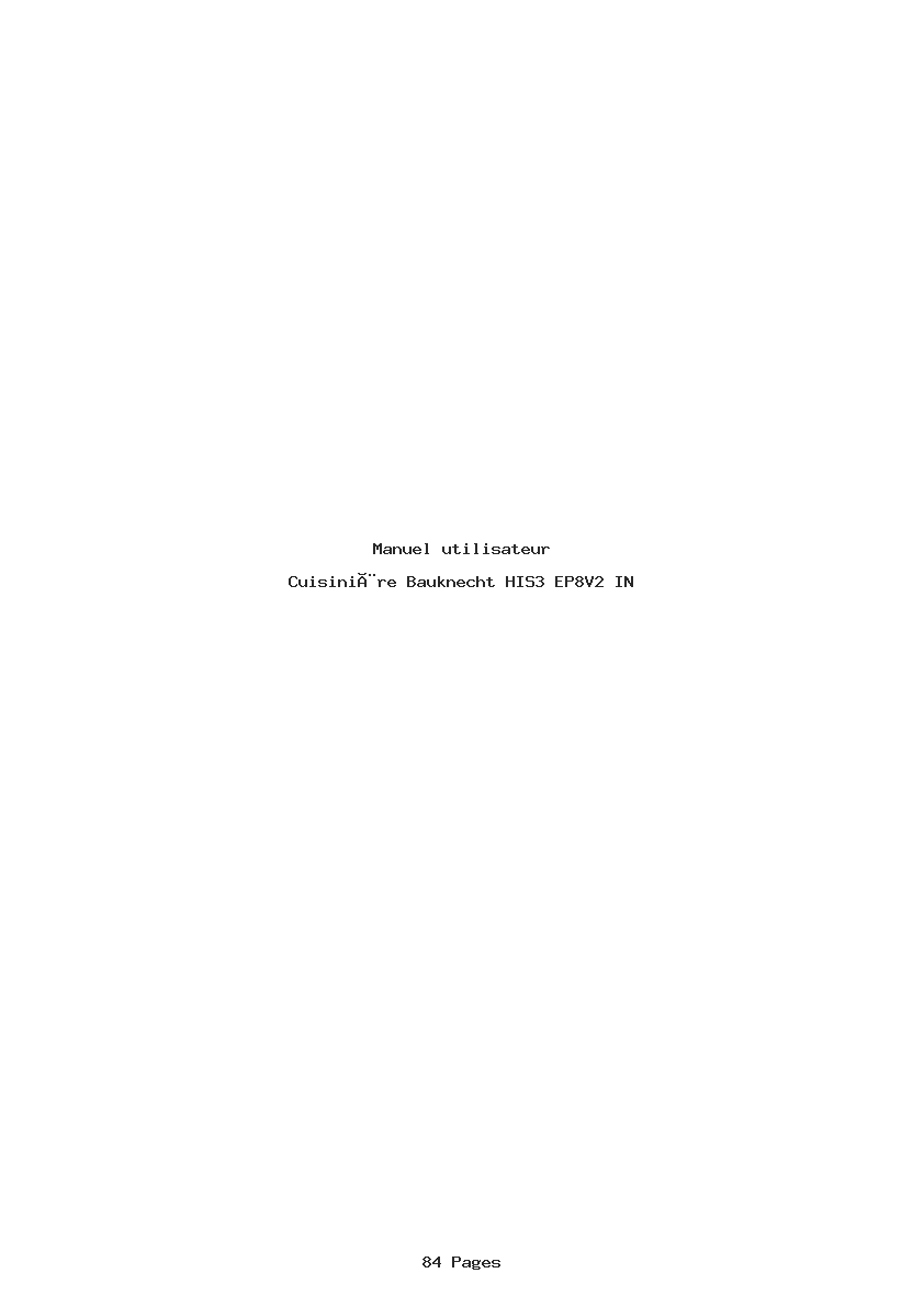 Page 1 de la notice Manuel utilisateur Bauknecht HIS3 EP8V2 IN