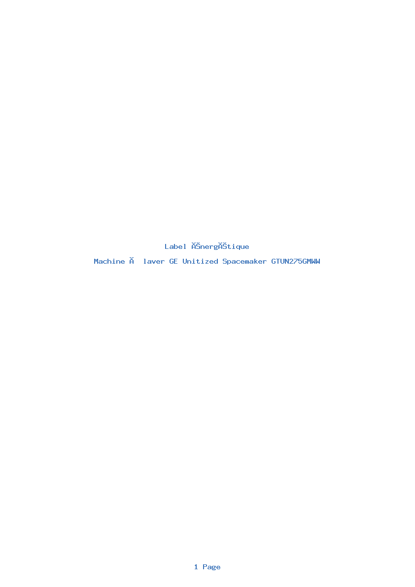 Page 1 de la notice Label énergétique GE Unitized Spacemaker GTUN275GMWW