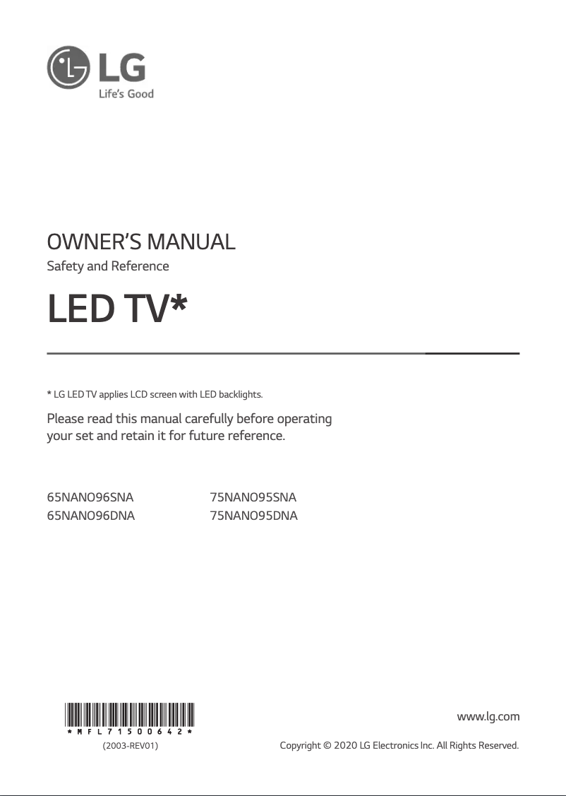 Página 1 del manual Manual de usuario LG 75NANO95DNA