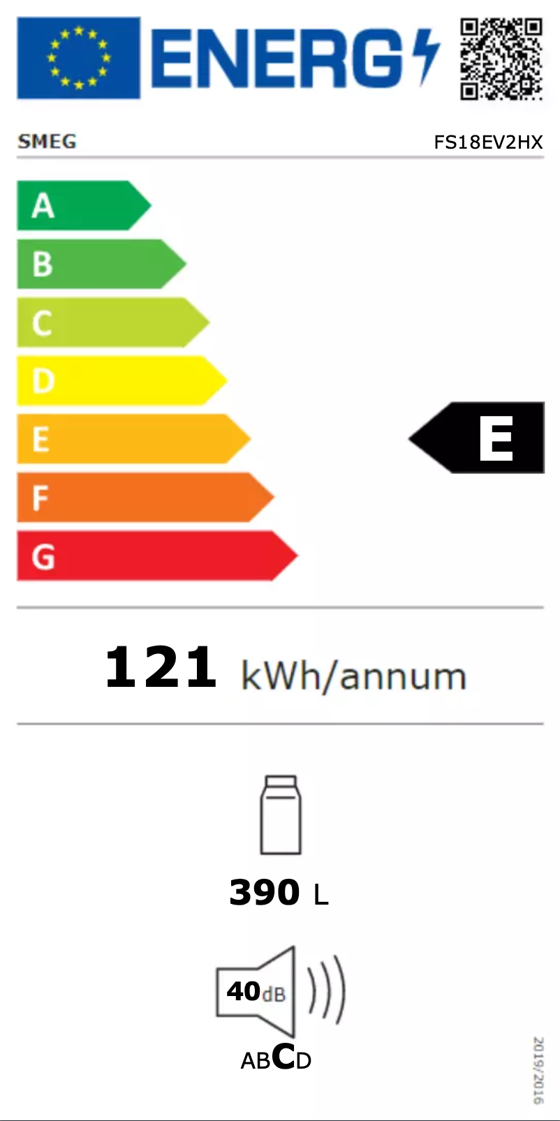 Page 1 de la notice Label énergétique Smeg FS18EV2HX