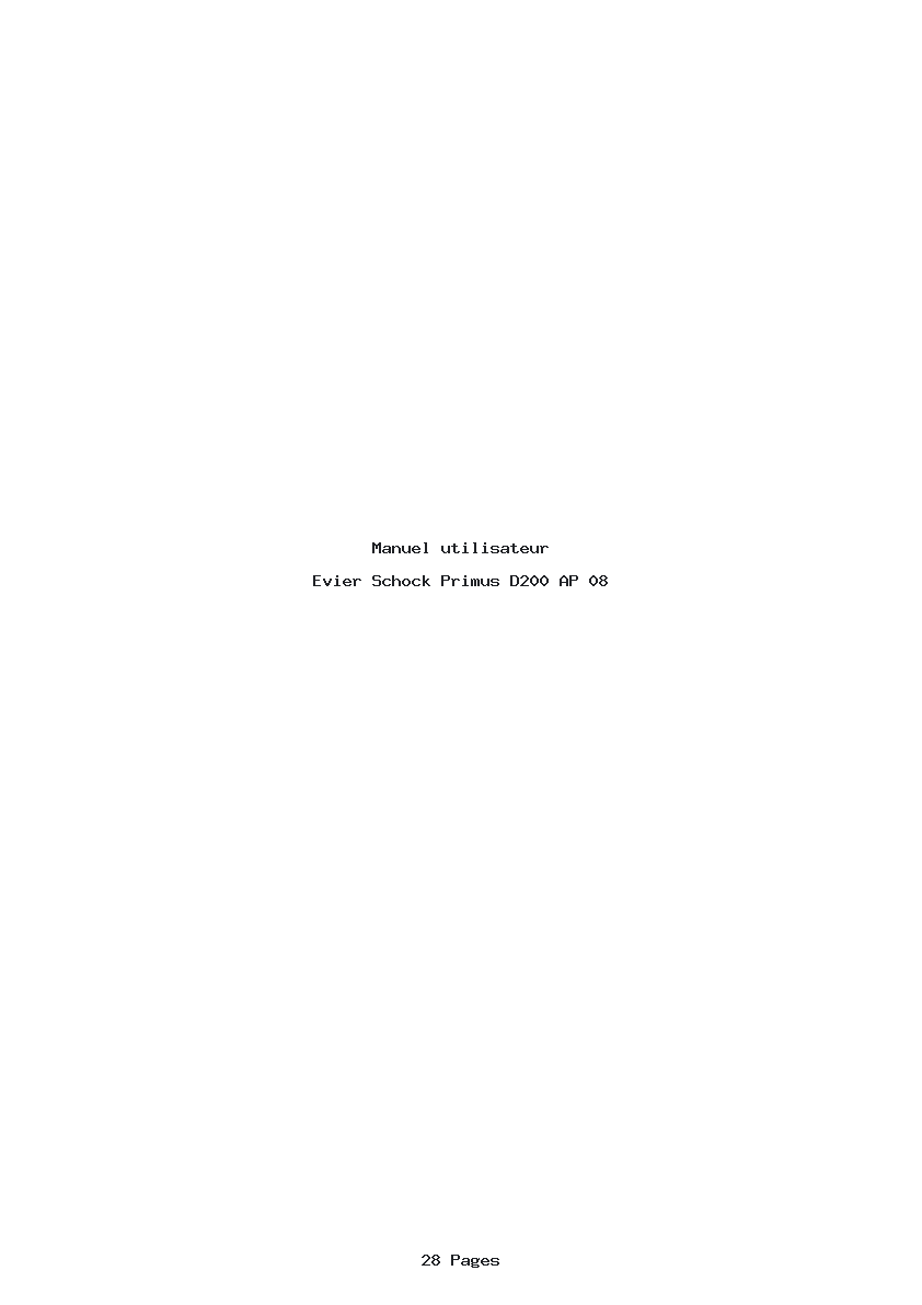 Page 1 de la notice Manuel utilisateur Schock Primus D200 AP 08